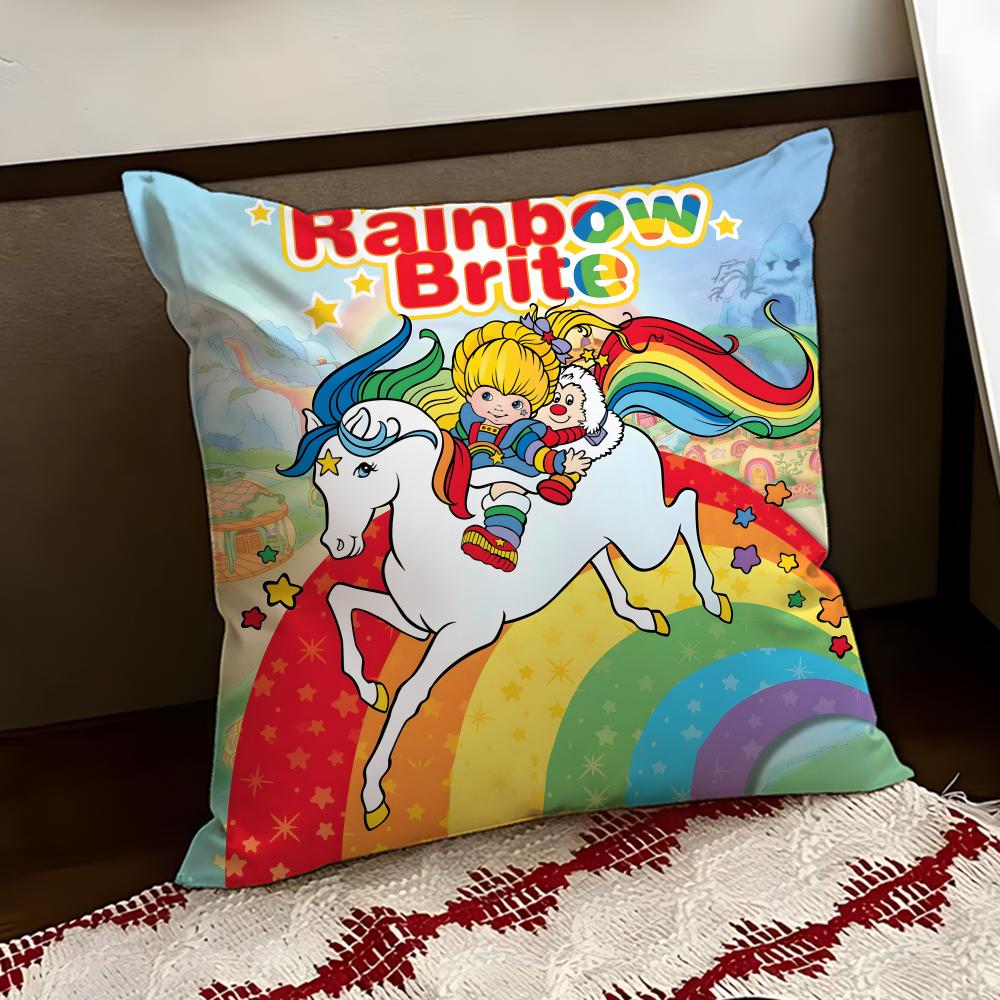 Cute RRainbow BBrite Cushion Cover Reversible Soft Durable Pillow Cover Home Car MultiScene Use for Daily Comfort