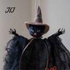 Cute Spooky Style Room Decorations Halloween Witch Doll Ornaments, Cat Pumpkin Playful Holiday Themed Hanging Dolls Decoration for Tree, Home