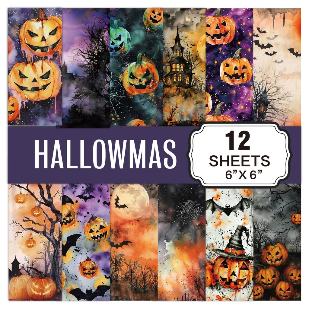 Halloween Pattern Paper Set, Decorative Paper For Card Making, Crafting, Scrapbooking, Decoration