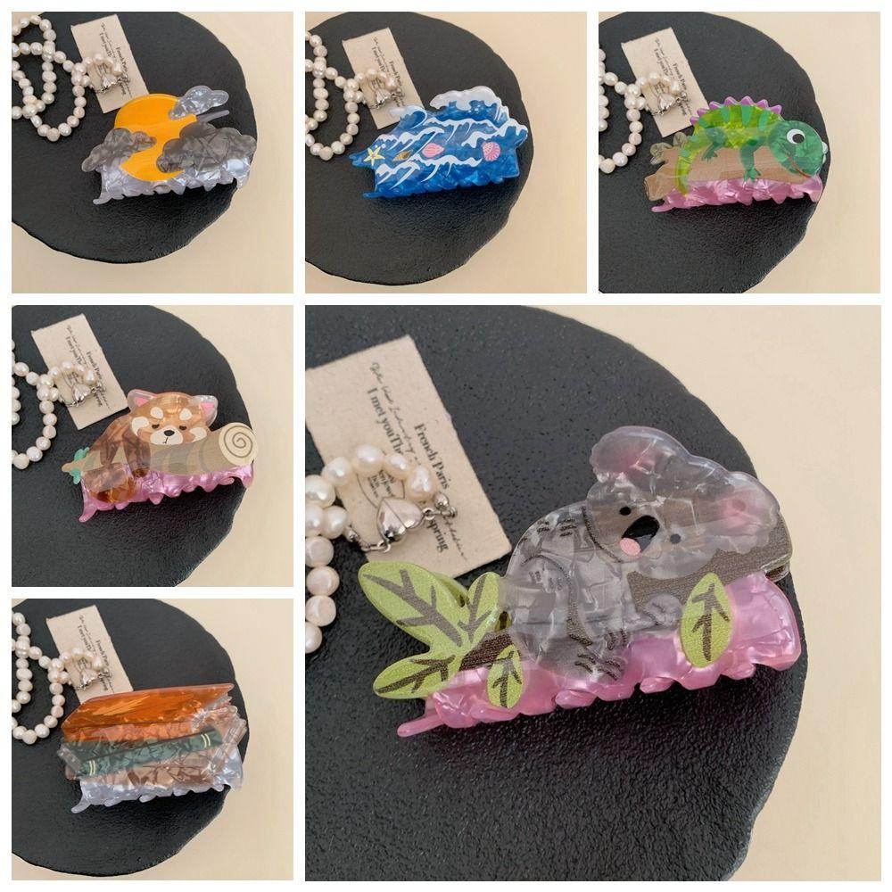 Funny Acrylic Koala Hair Claw Bear Sea Creature Animal Hair Clip Cartoon Hair Accessories Big Shark Clip Female