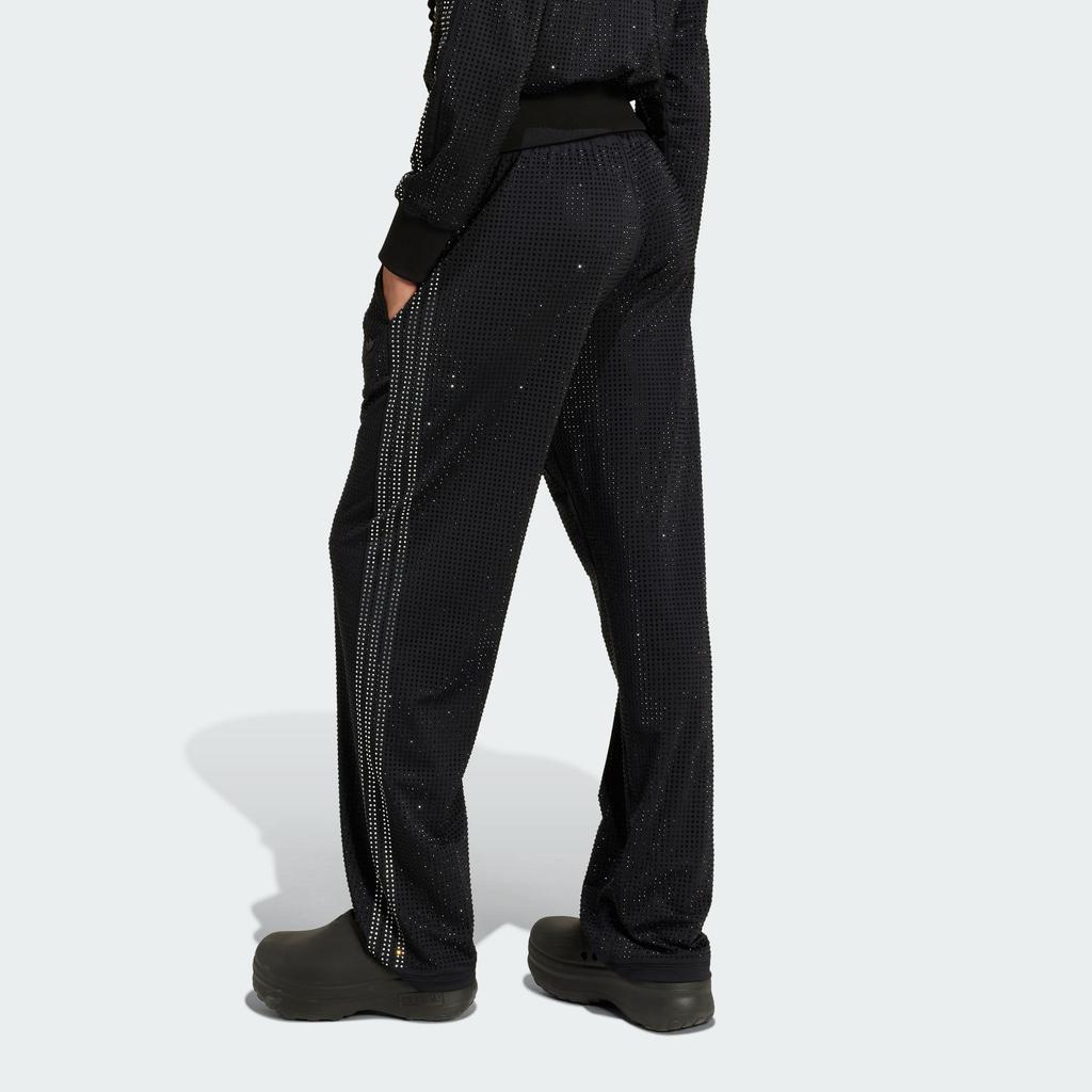 Adidas Originals Atlanta Rhinestone Print Logo Three Stripes Fashion Knit Sports Pants Women Pants Black IW3106