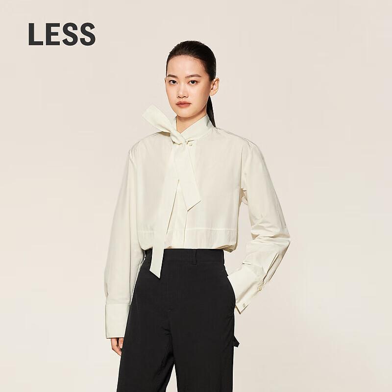 LESS Women s Fall 2024 Loose Fit Tie-Neck Long-Sleeve Shirt M