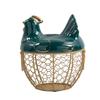 Cute Hen-shaped Egg Storage Basket Metal Wrought Iron Egg Basket with Lid Kitchen Food Debris Storage Container Home Decoration