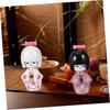 Toyvian Kimono Doll Doll Wooden Japanese Female Figurine Decor Girl Kimono Home Crafts Traditional Craft Ornament 2-Piece Collector's