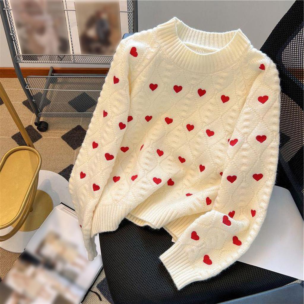 Women's Fashionable Little Love Sweater Knitted Top