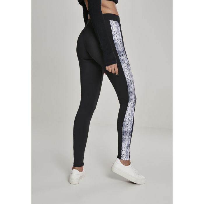 Women's Legging - Urban Classic - Striped - Snake Print - Elasticated Waist - Multicoloured Black