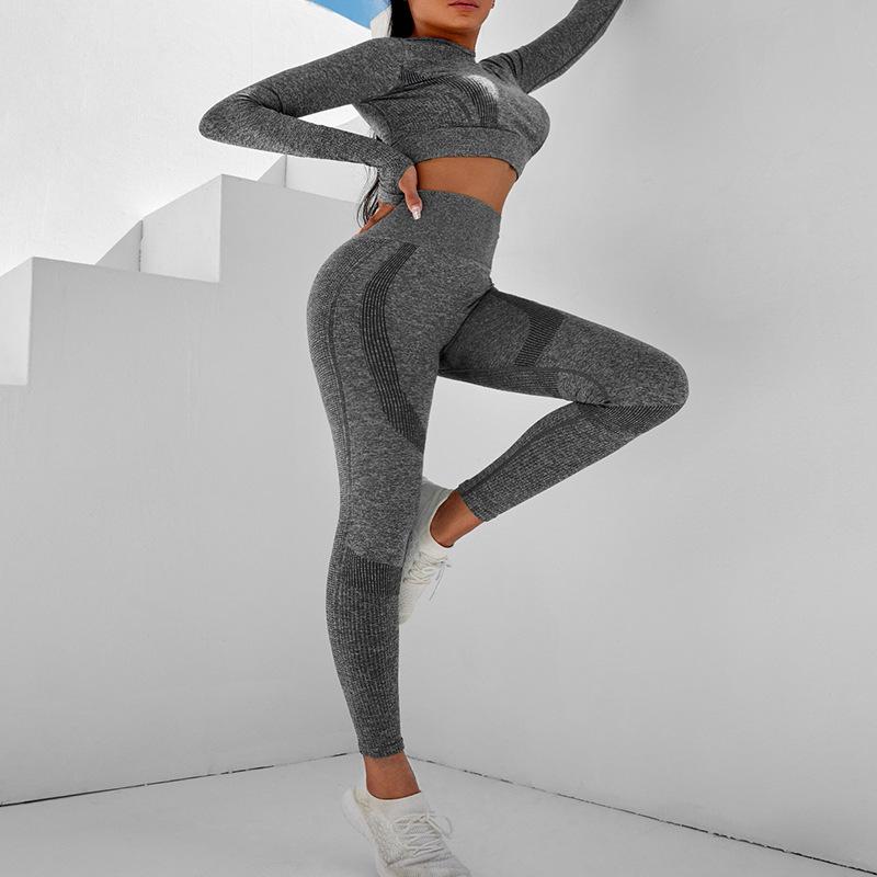 JYL Multi Color Autumn Winter Long Sleeve Tight Running Yoga Set