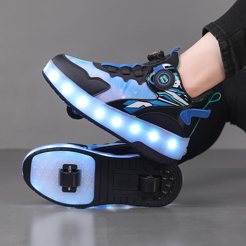 Boys/girls Two-wheel Dual-purpose Roller Skates Double Row Heely Shoes Roller Skates Luminous Sports Shoes Rechargeable