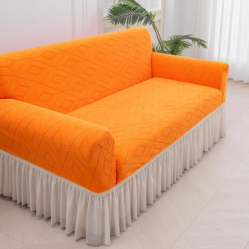 1/2/3/4 Seater Sofa Cover With Skirt Geometry Jacquard Elastic All-Inclusive Sofa Cover For Living Room
