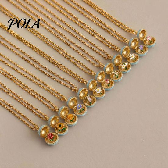 Stylish Birth Flower Pendant Openable Oval Necklace, Dainty January To December Jewelry Month Birthday Gift for Mom Wife Girlfriend Necklace