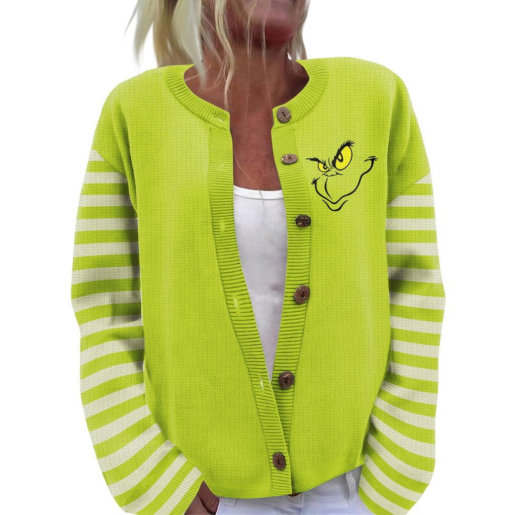 Women's Christmas Print Knitted Sweater Cardigan