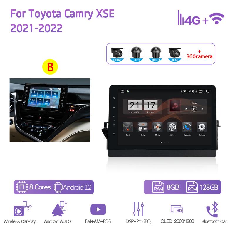 11.6" For Toyota Camry XSE 2025-2025 GPS Navigation Radio Android12 8Core CarPlay 4G Host 360Camera Car Multimedia Video Player
