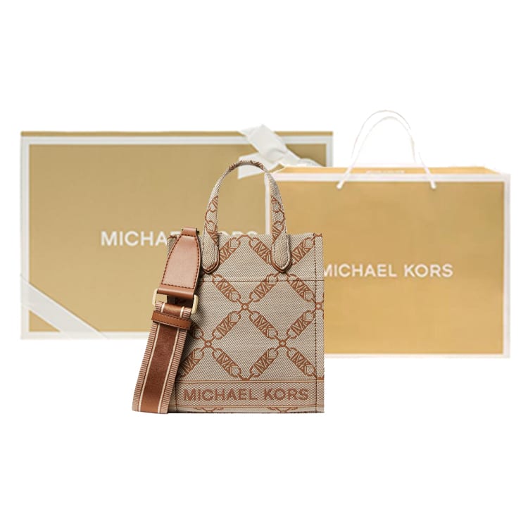 MICHAEL KORS Gigi Fabric Tote Handbag Mini Women's Beige & Yellow & Brown 32F3G3GC4J-969