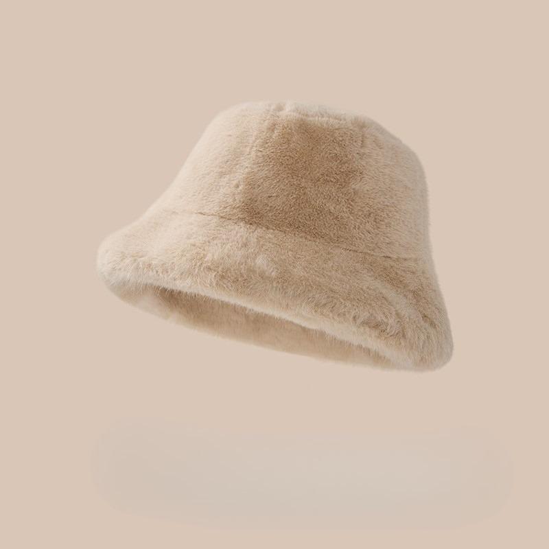 Korean Style Thickened for Keep Warmth Fisherman Hat Women Fashion Solid Color Big Head Circumference Ear Protection Windproof Keep Warmth Bucket Hat