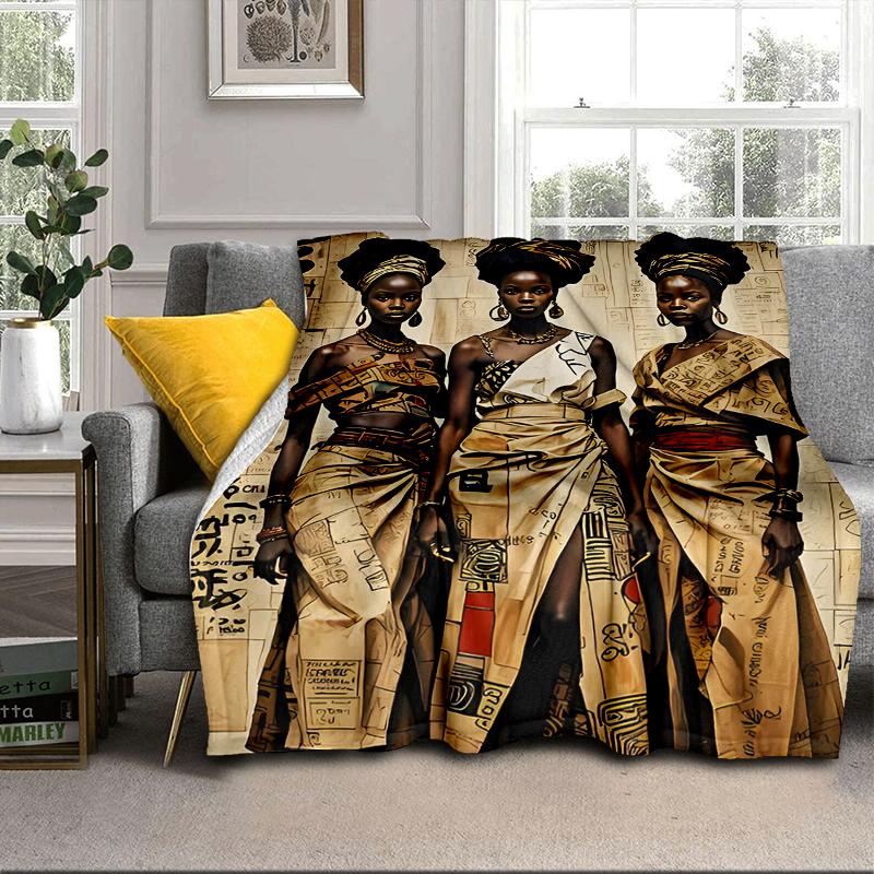African Women Blanket Flannel Blanket for Bed, Sofa, Camping, Hiking, Picnic Essentials, Gift for Family Fan Gifts