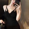 With chest pad, lace splicing, sling vest, wearing Thai unique, sexy hot girls, sexy fishbone tube top