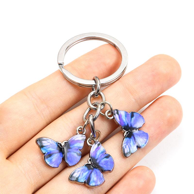 Colorful Enamel Butterfly Keychain Zinc Alloy Pendants Insects Craft Car Key Women Bag Accessories Jewelry Gifts Fashion Keyring
