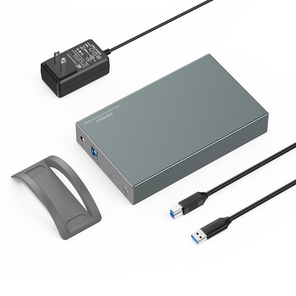 RSHTECH Hard Drive Disk Case with 12V/2A Power Supply 16TB HDD Enclosure 3.5 Inch USB 3.0 SATA III Hard Drive Enclosure