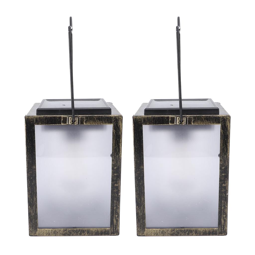 2PCS 3D Solar Lantern Rain Proof Weather Proof Flickering Outdoor Lantern for Garden Patio Landscape Decoration