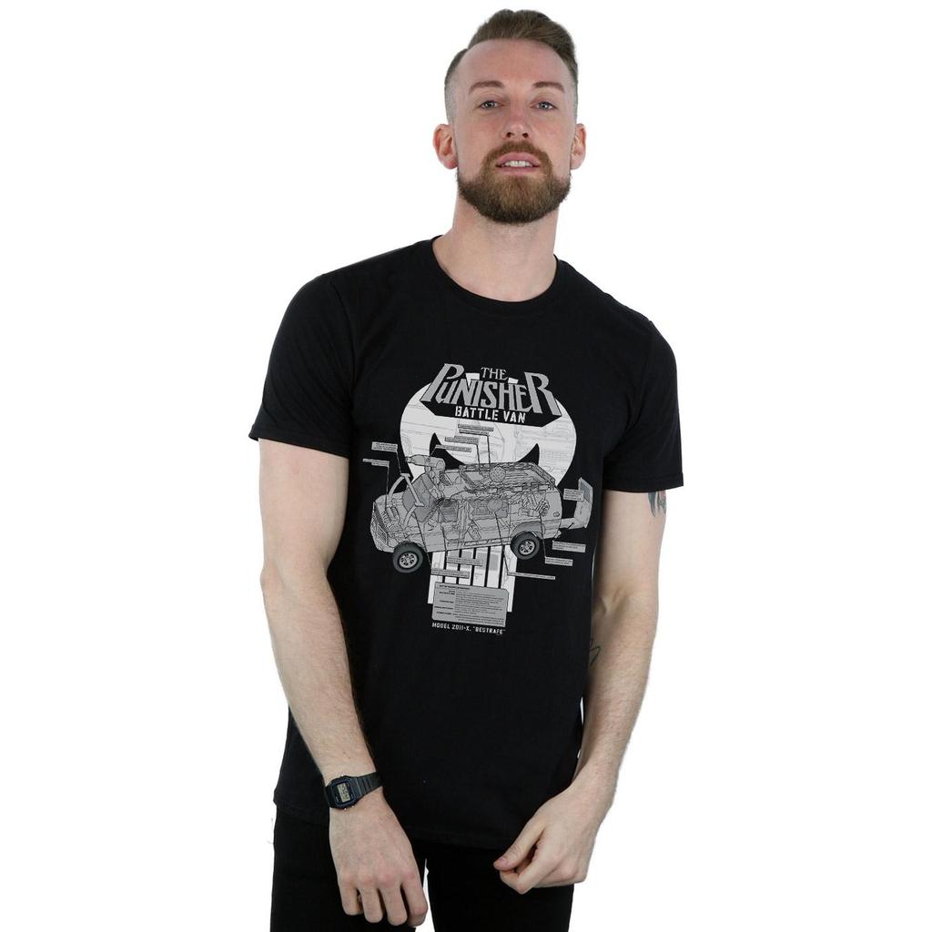 Marvel Mens The Punisher Battle Van Breakdown T-Shirt