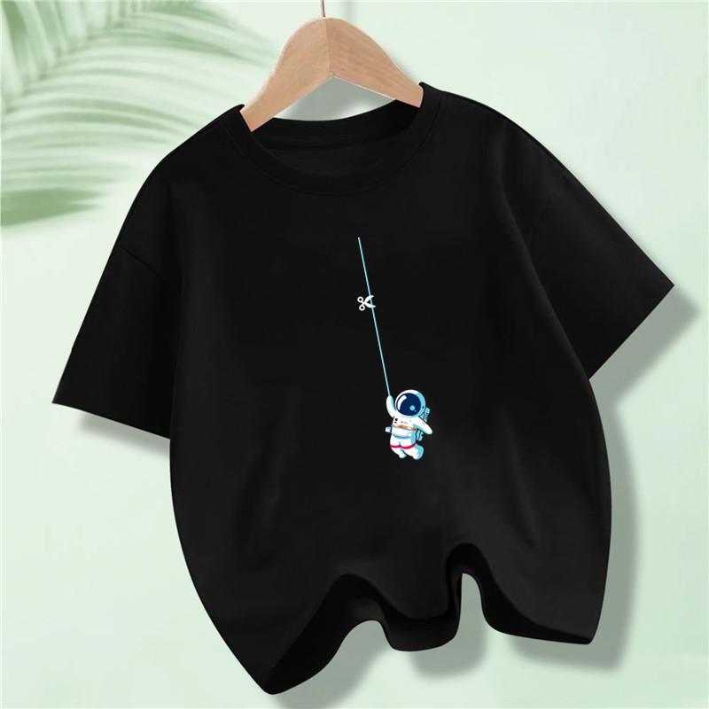 New Summer Kids Clothes Funny Astronaut Print Cartoon T Shirt Streetwear Cotton Tops Children Boys Clothes Short Sleeve Tees