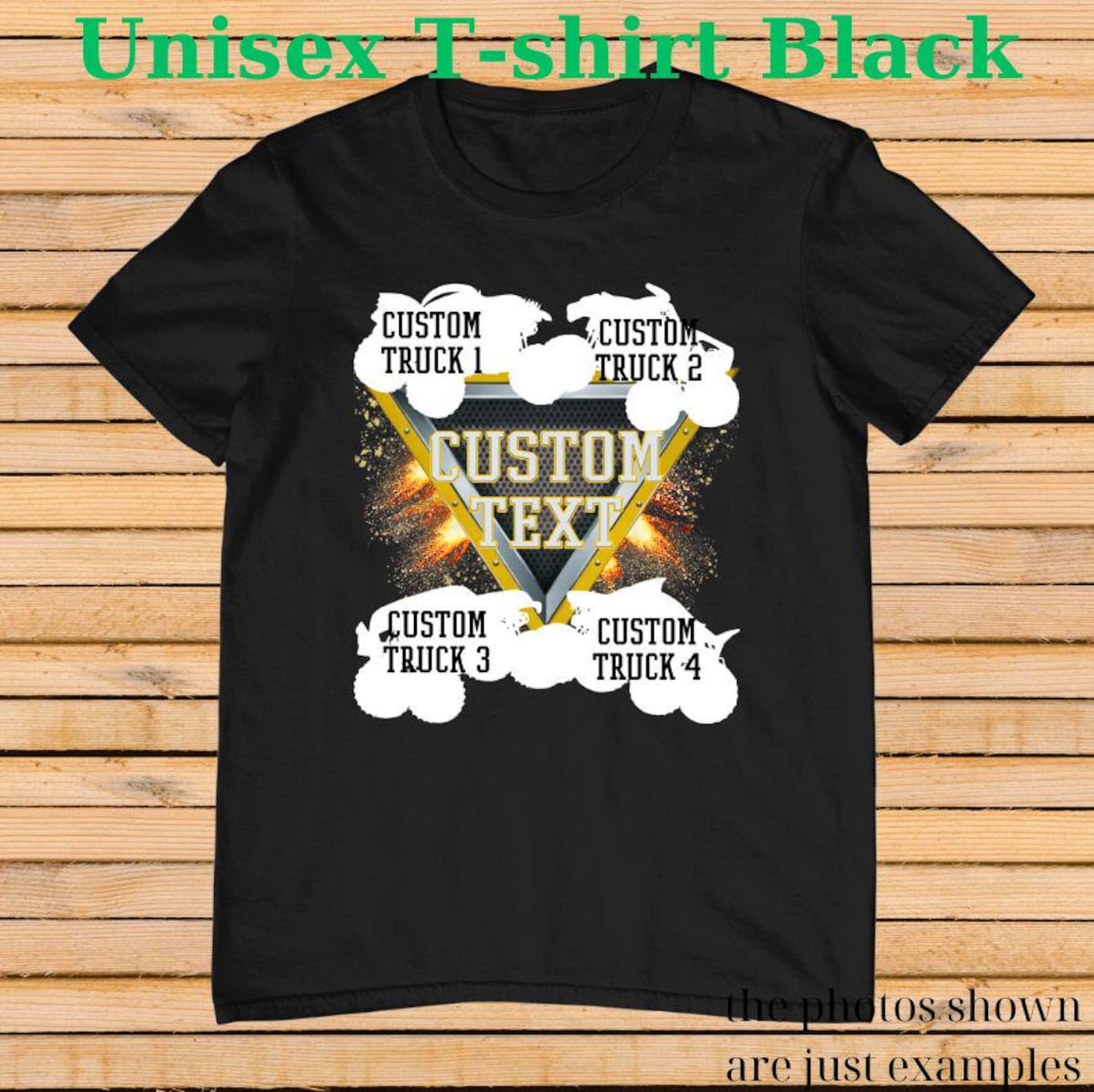 Custom 4 Monster Truck Shirt – Custom Text Tee, Personalized Monster Jam Birthday Gift for Kids & Adults, Customizable Truck Design #8 110