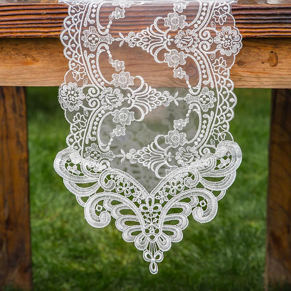 Embroidered Lace Table with Plant Patterns for Cabinet Decoration