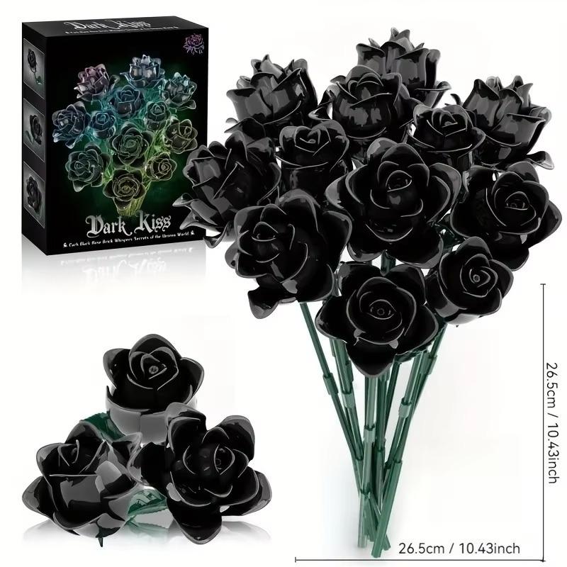 1009 szt. Kreatywne Klocki Słonecznikowe Czarna Róża w Stylu Gotyckim Model z Klocków Dekoracja Domu Zabawki dla Dzieci Prezenty Świąteczne