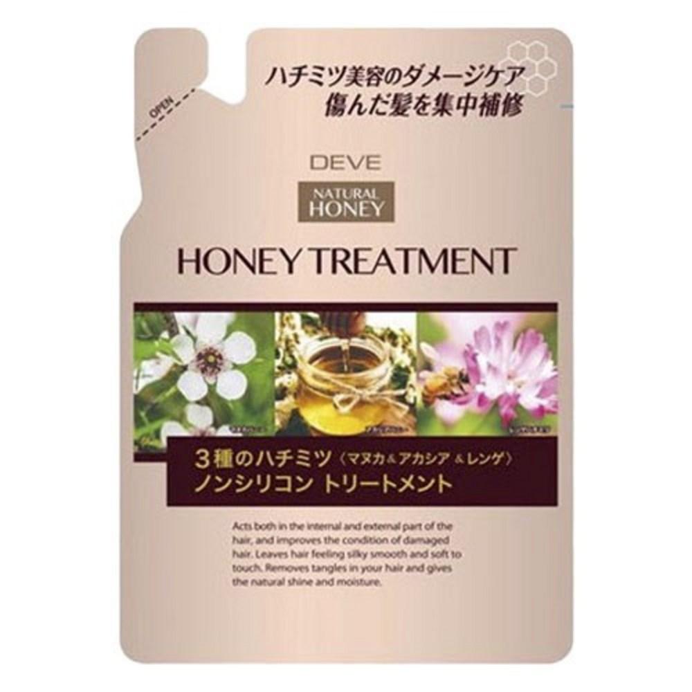 Kumano Natural Honey 3 types silicone-free shampoo refill 350ml + treatment refill 350ml, 1 piece