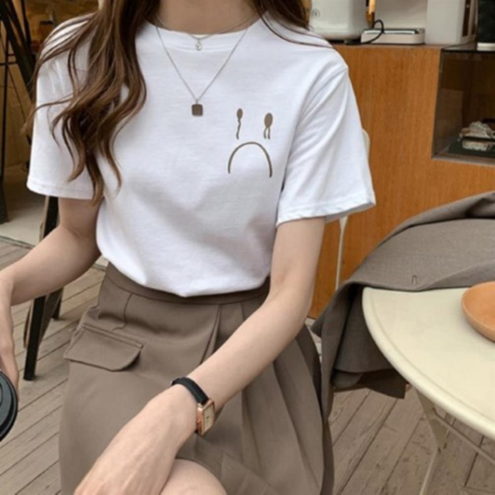 New Arrivals Open Run Women Round Neck ShorT Sleeve T shirT Casual prinT Regular