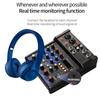 4 Channel USB Audio Mixer with Wireless Microphone Studio Sound Mixers with Bluetooth DJ Console Mixing for Karaoke