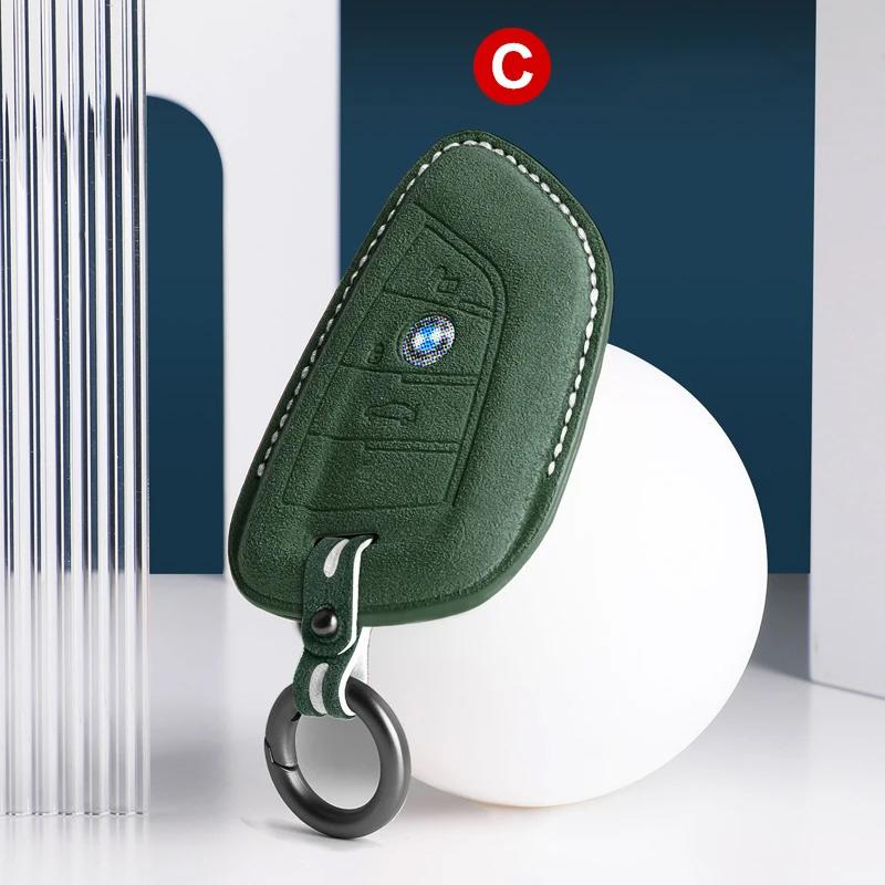Car Accessories Key Case Cover Keychain For BMW 1/3/5/7 Series X1/X2/X3/X5/X6 Alcan Tara Suede Remote Fob Keybag Keyrings