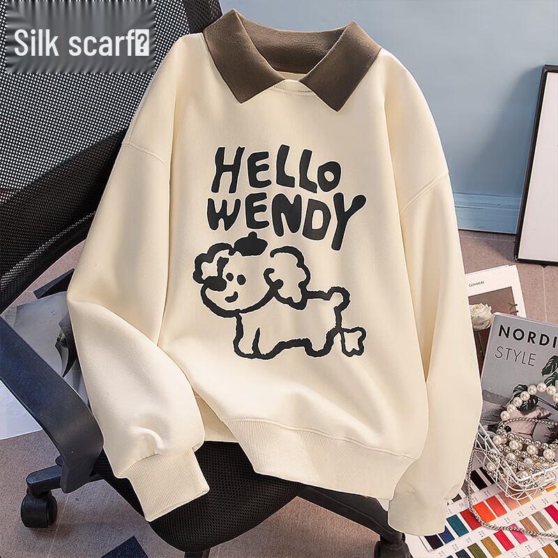 

Sibaishe Women s Letter Print Polo Sweatshirt One Size