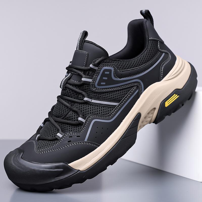 Fashion Breathable Flats Comfortable Walking Shoes Lightweight Men Athletic Fashion Sneakers Men's Mesh Fabric Lace-Up Casual Shoes