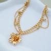 Flower Pendant Anklet Adjustable Anklet Summer Anklet with Extension Chain Double Layer Thick Thin Chains for Vacation
