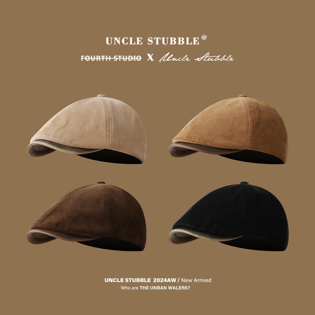 Autumn and Winter Retro Corduroy Forward Hat Fashionable British Style Newsboy Hat Japanese Street Literary Duck Cap for Men and Women