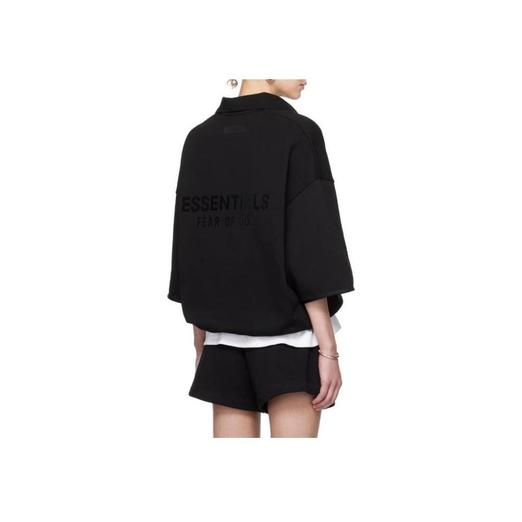 Fear of God Essentials SS24 3/4 Sleeve Polo Shirt Black Men 192SU244400F