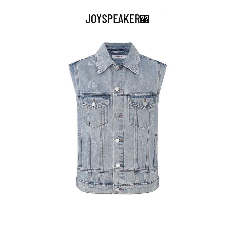 

JOY SPEAKER Women s Sleeveless Relaxed Fit Denim Jacket One Size