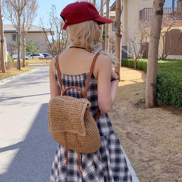 Casual Summer Woven Backpack For Women With Large Capacity And Dual Carrying Options