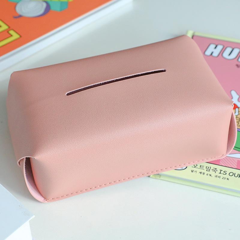 PU Leather Square Tissue Box Cover Napkin Holder Foldable Handkerchief Case For Kitchen Accessories Desktop Storage Organizer
