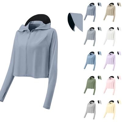 Women's Ice Silk Thin Breathable Loose Fit Cycling Sun Clothing With Detachable Hood