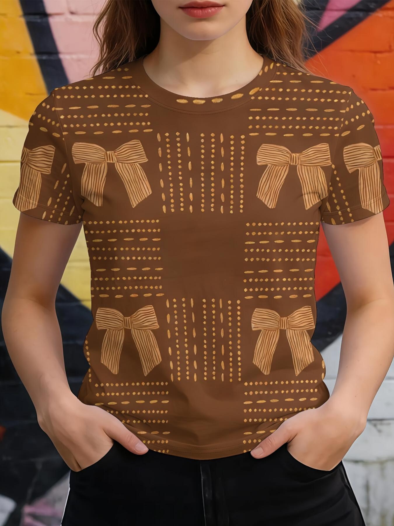 

The Latest Casual Crew Neck T-Shirt from Brown Bows for The Spring-Summer Season Showcases a Stylish Crew Neck And Short Sleeves. Adorned with a Uniqu 3XL