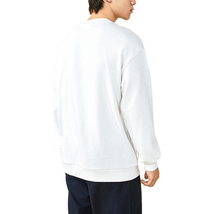 Anta Comfortable Casual Loose Round Neck Pullover Printed Sweatshirt Men sweatshirt Paper-White 952438701-1