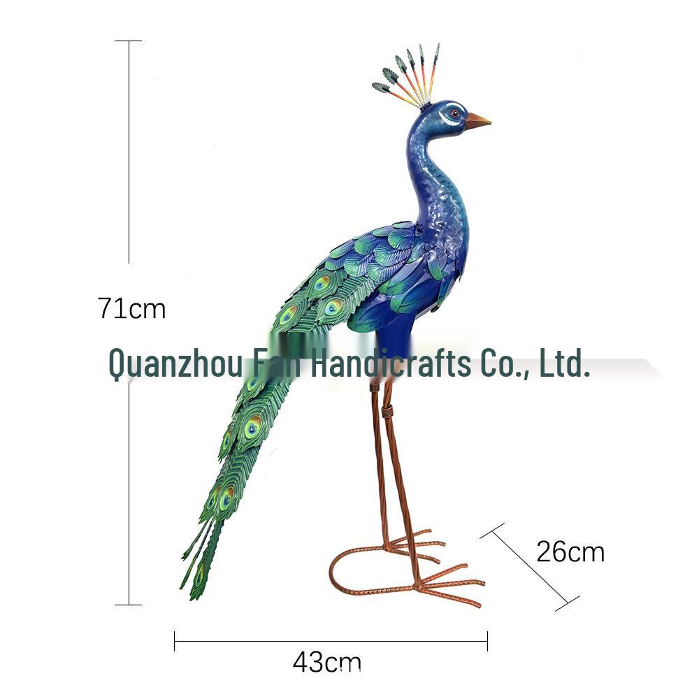 Outdoor Wrought Iron Peacock Sculpture - Forest Landscape Ornament