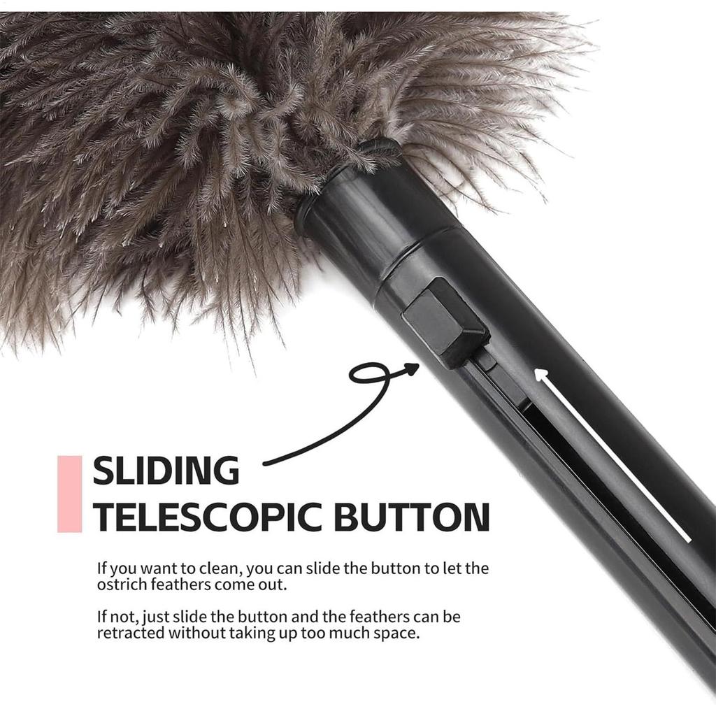 Einziehbarer Federstaubwedel zur Reinigung, Antistatisches, wiederverwendbares Staubwedelwerkzeug für Auto, Haus, Möbel, Jalousien, Tastatur, Büro