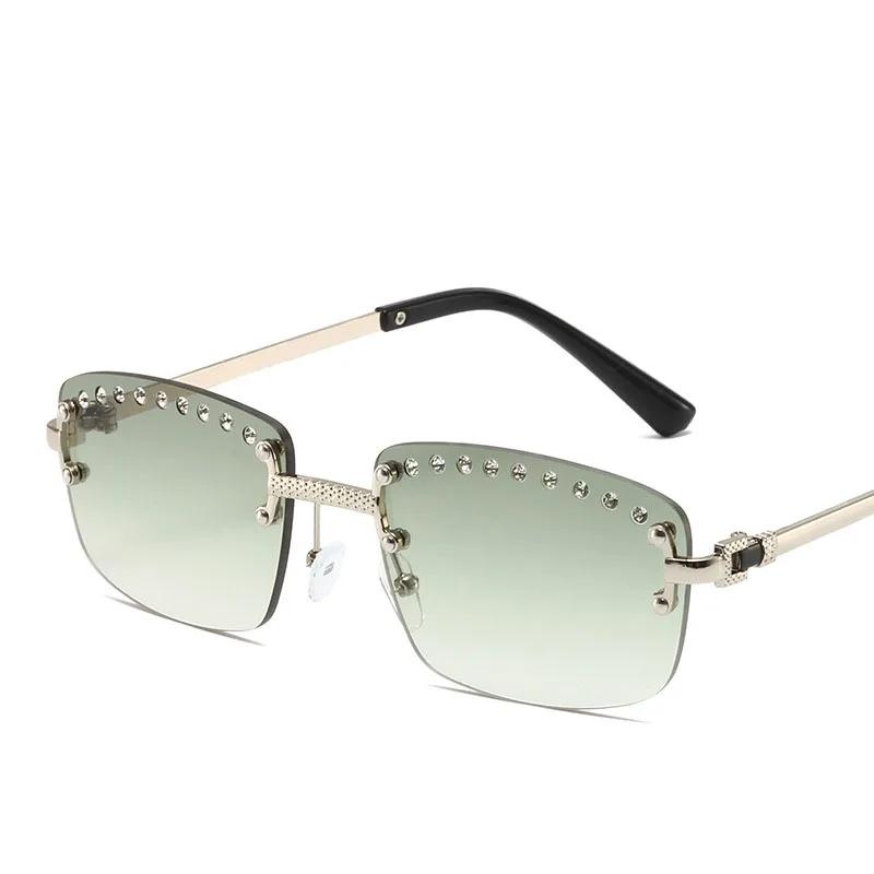 

Vintage Rimless Square Diamond Sunglasses Women For Men Sun Glasses Punk Pink Shades Luxury Brand Designer Hip Hop Eyewear Uv400