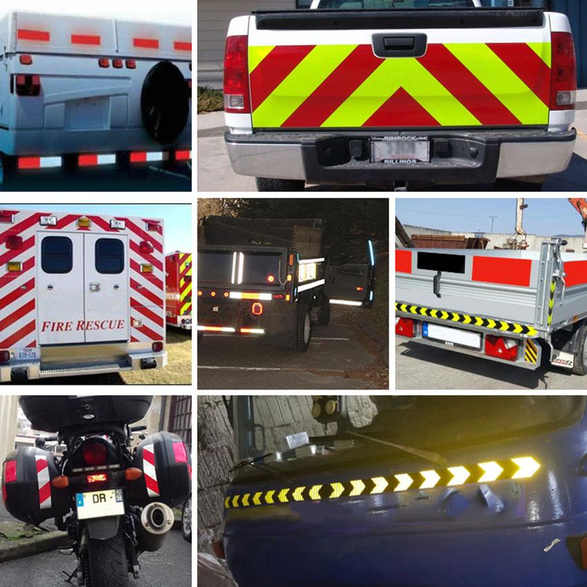 15CM*10M Reflective Safety Tapes White-Red Twill Conspicuity Automotive Vehicle Film Reflectors Trailer Stickers For Cars Trucks