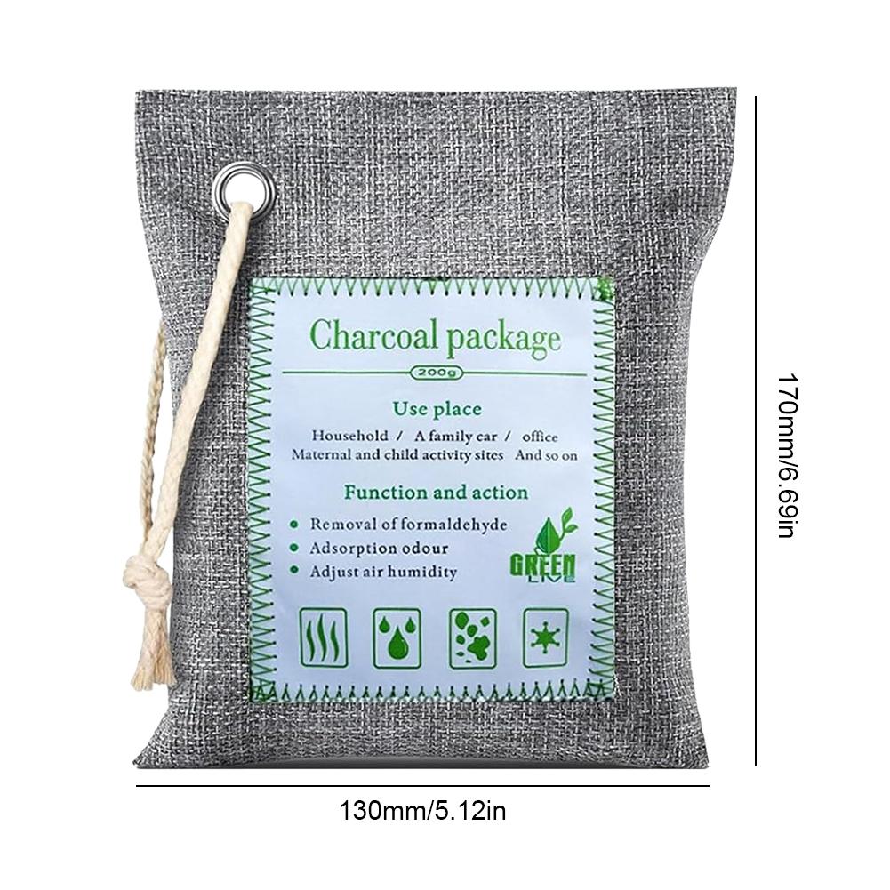 Bambuskohle Luftreinigungsbeutel 2x200g Nature Fresh Luftreinigerbeutel Wiederverwendbarer Geruchsabsorbierer Feuchtigkeitsabsorbierer für Auto Schrank