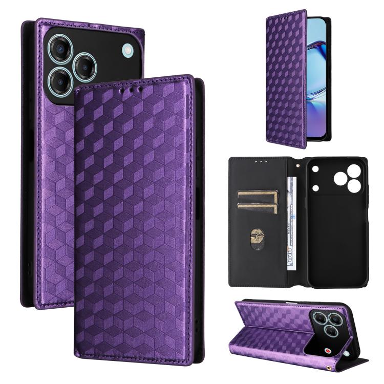 Cubic Grid Texture Flip Leather Phone Case