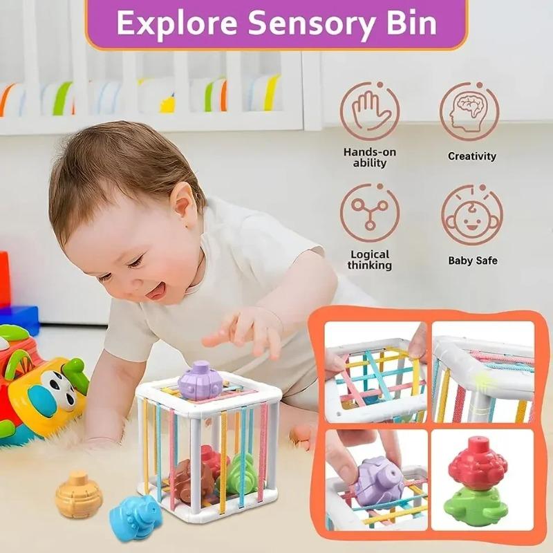 Baby Montessori Formbausteine Sortierspiel Säuglings Sinneslernspielzeug Bunte Stapel- und Ziehspiele für Kleinkinder Früherziehung